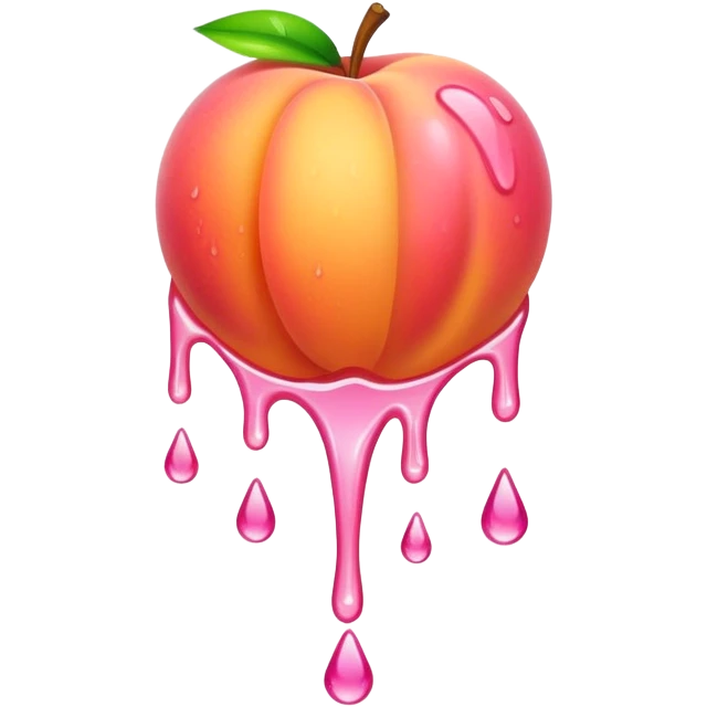 Wet shiny dripping peach emoji
