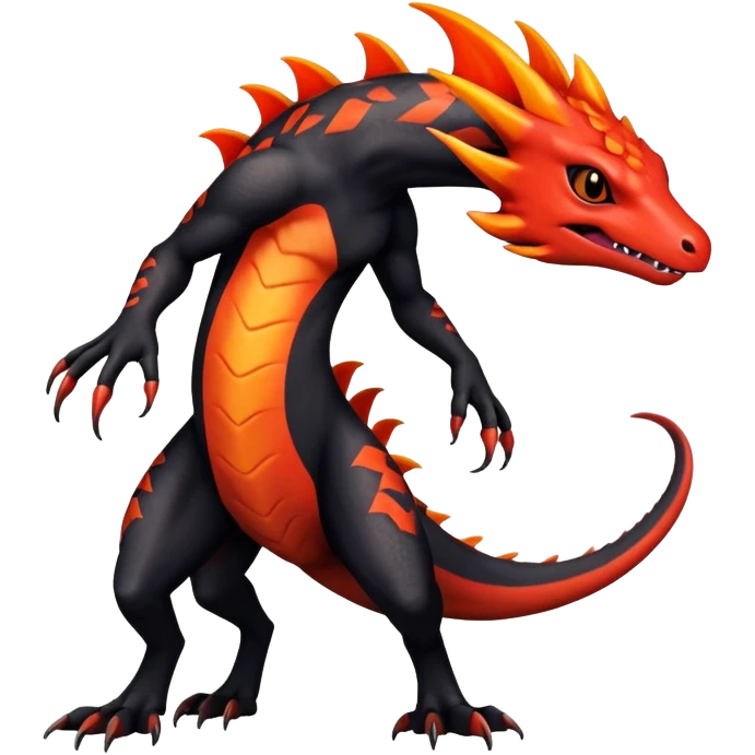 Colorful Dark Shiny Exotic Salandit-Guilmon-Quilava-Fakémon-hybrid-creature (full body)  emoji