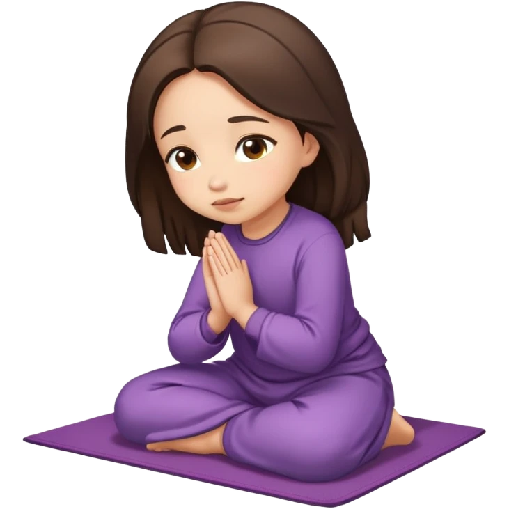 Brunette hair girl praying on the floor emoji