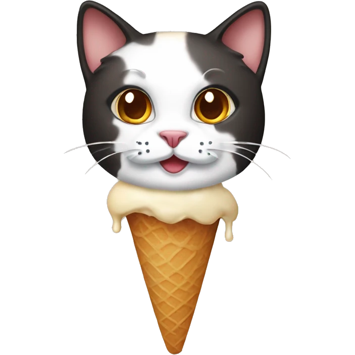Icecream with dark calico cat emoji