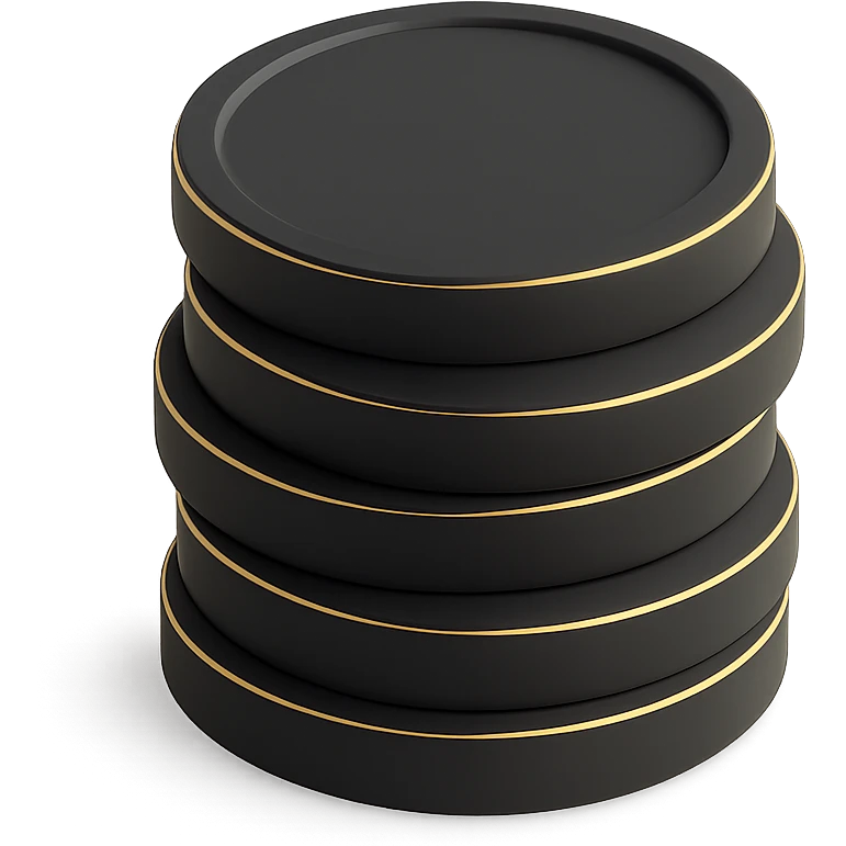 a stack of coins in 3D black style emoji