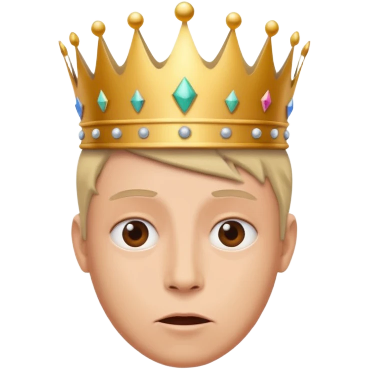 Crown flying off a head, motion lines + absurd expression emoji