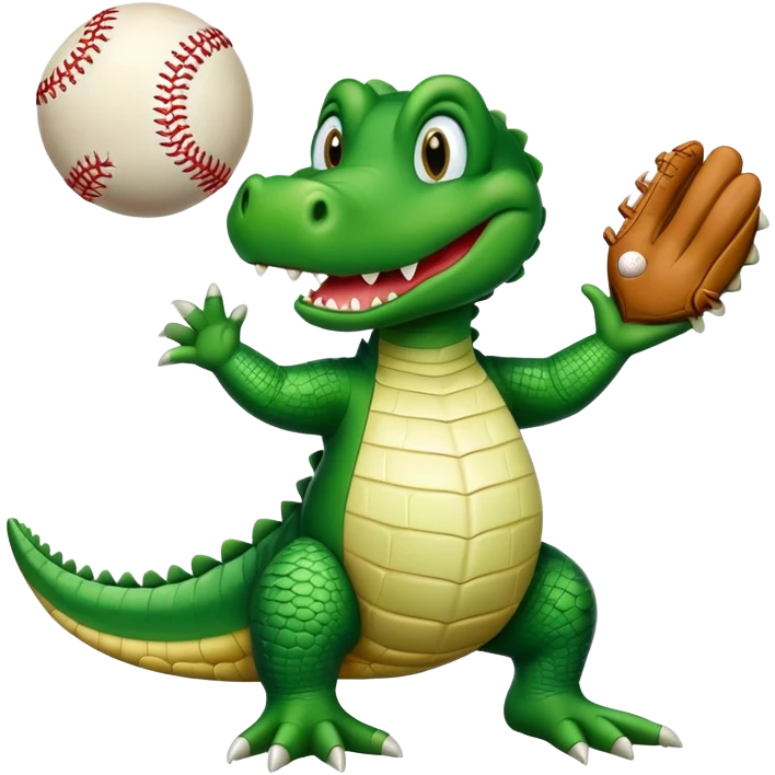 Cute alligator playing baseball emoji