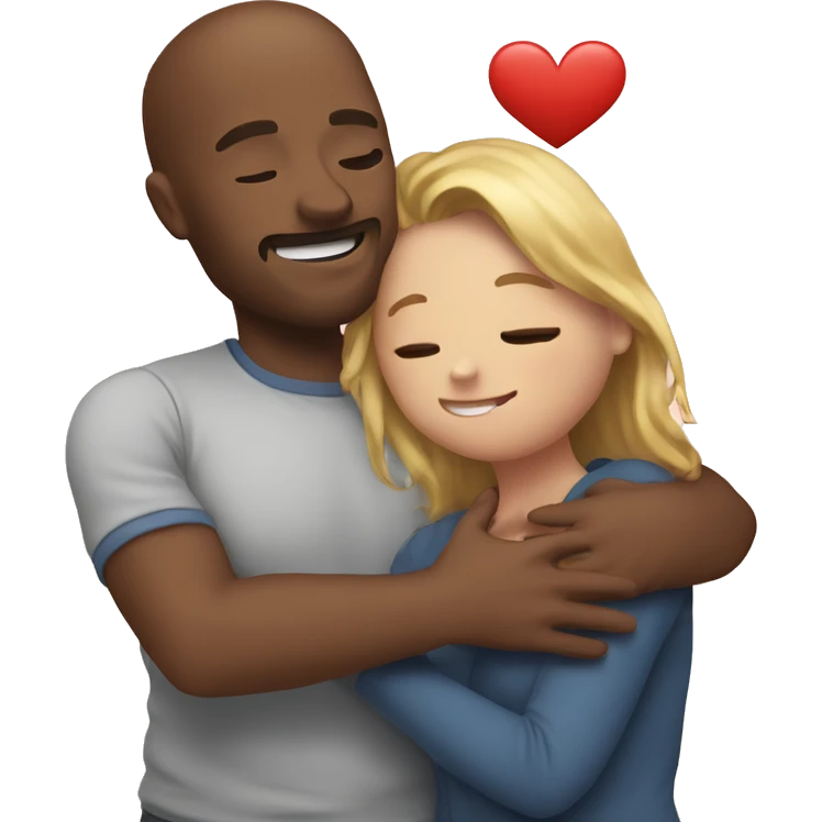 Me hugging my girlfriend smiling with a heart above us emoji