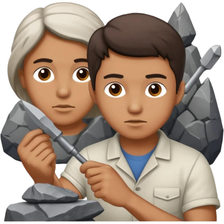 a sculptor during sculpting rock emoji