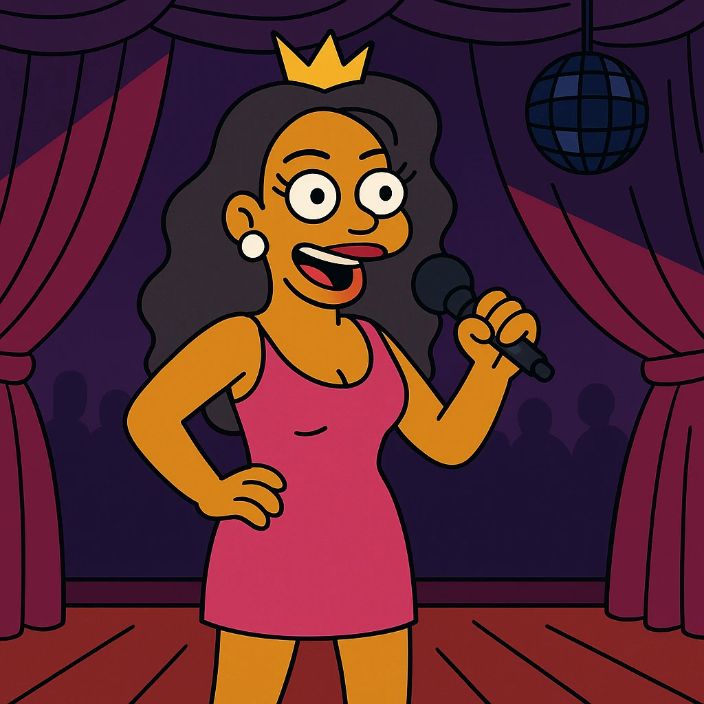 The singer is best known by her moniker, Queen B. 1 female person inside the night club. on stage  emoji