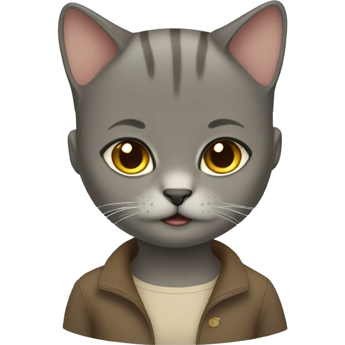 British Short Hair cat with Brown hair girl emoji