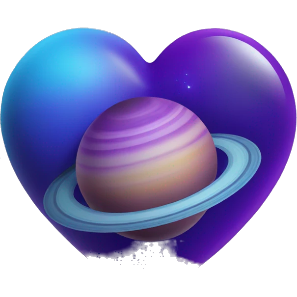 heart shape purple and blue saturn emoji