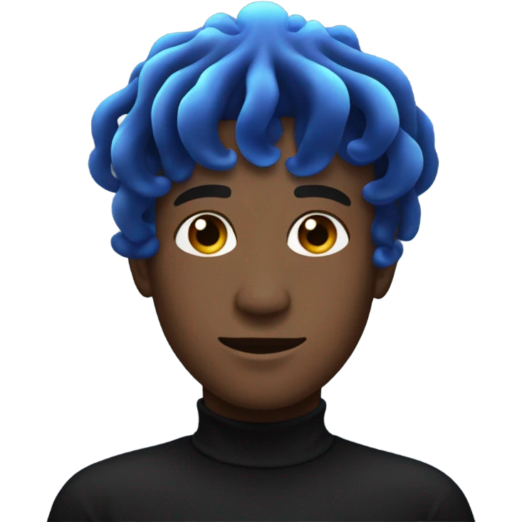 Male, indigo jellyfish haircut, black turtleneck emoji