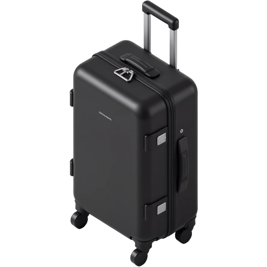 black luggage with wheels, upright, minimal emoji