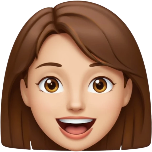 Woman brown hair with mouth open emoji