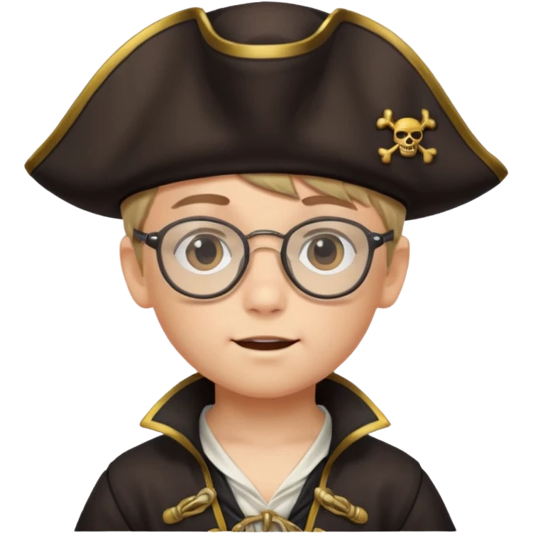 kid boy with pirate costume wearing glasses emoji