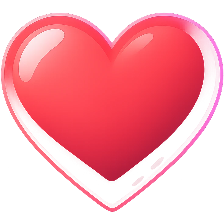 shiny heart icon, digital illustration emoji