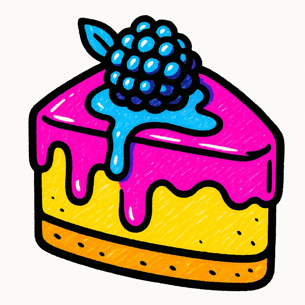 cheesecake de mora, colorful and appetizing illustration style emoji