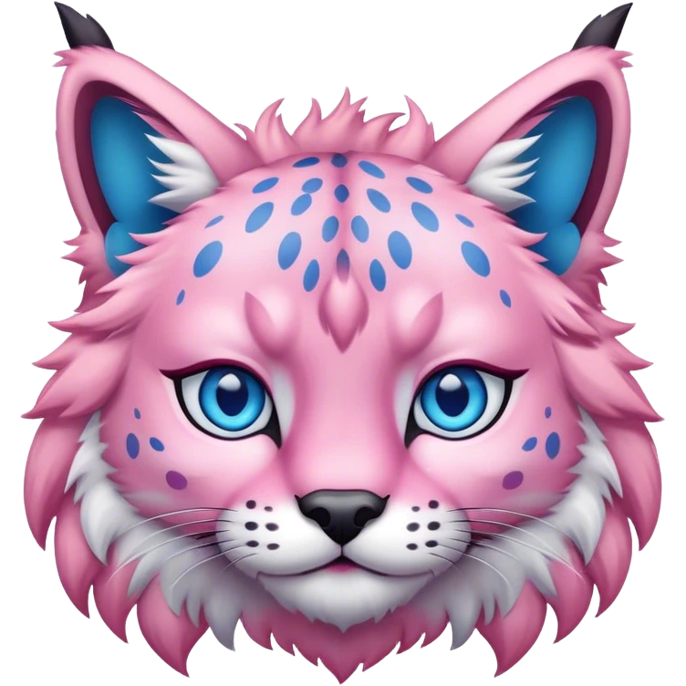 A pink lynx with blue eyes  emoji