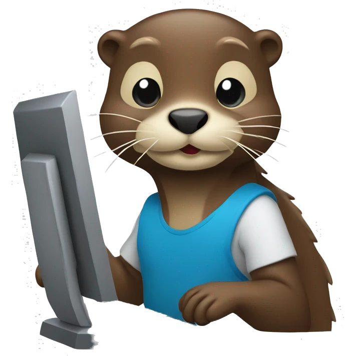 Otter workng at the computer emoji