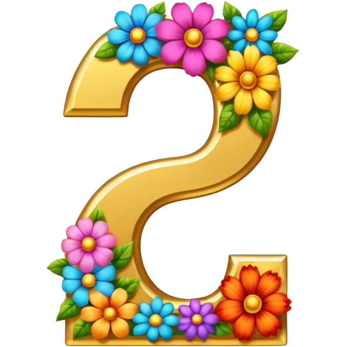 thick number 7 heavily decorated with large bright flowers emoji