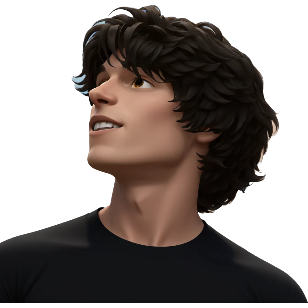serene boy in black shirt emoji
