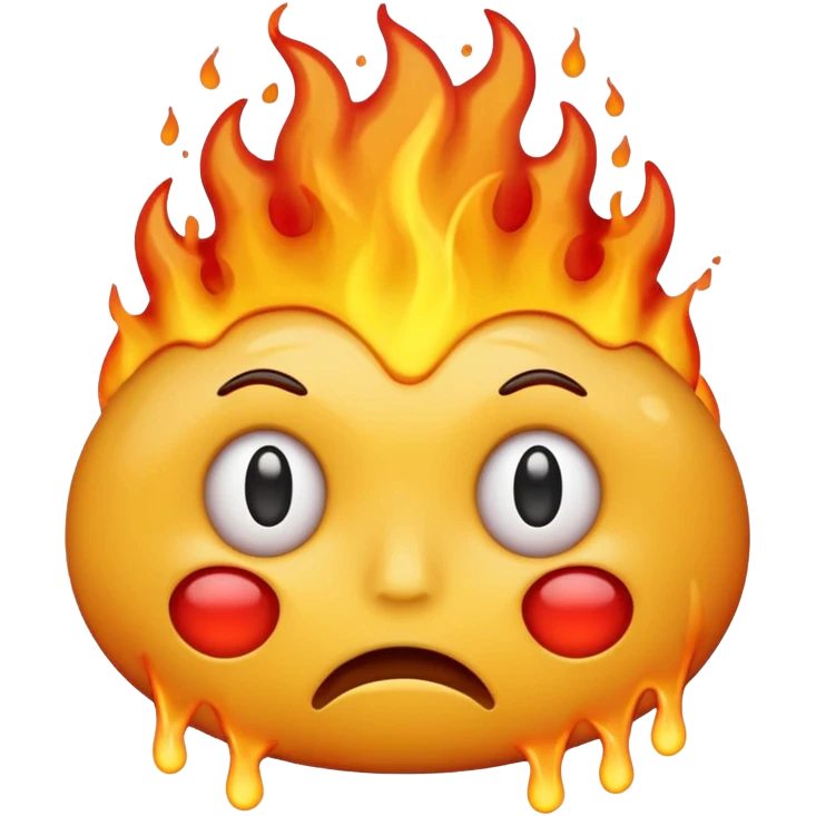 sad face yellow emoji with brain in the fire emoji