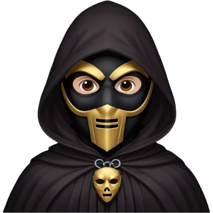 A cultist in a dark cloak with a mask on his face is also dark emoji