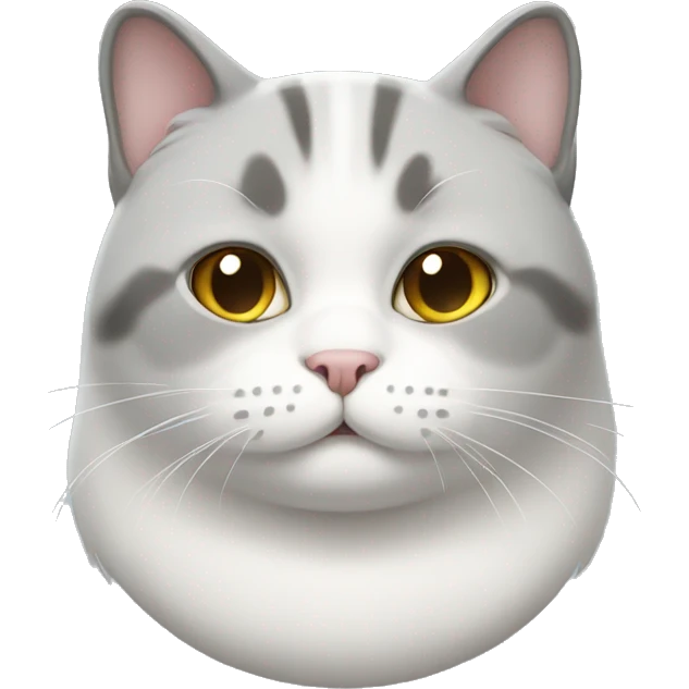white and gray chubby cat emoji