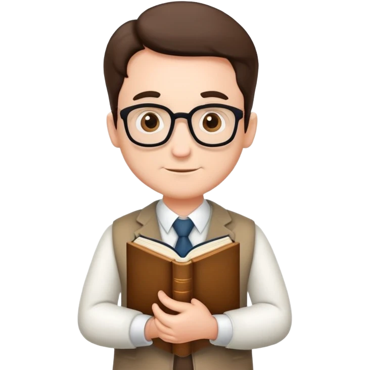 small man professor holding a book emoji