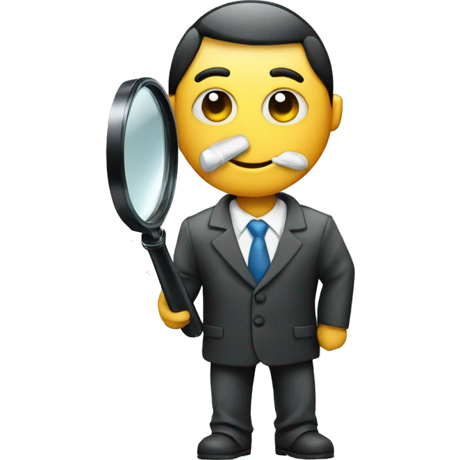 Magnifying glass man with suit emoji