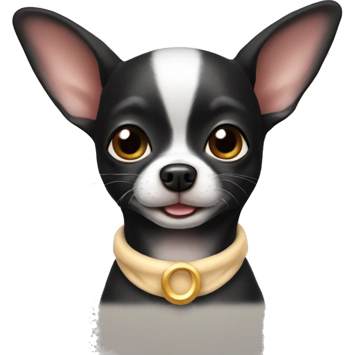 cute happy black chihuahua in bunny costume  emoji