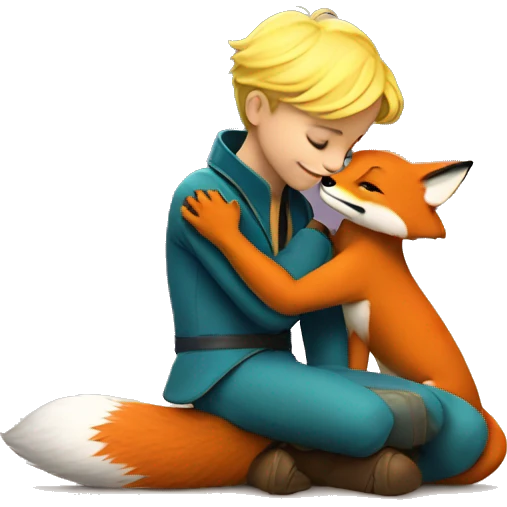 The little prince hugs the fox emoji