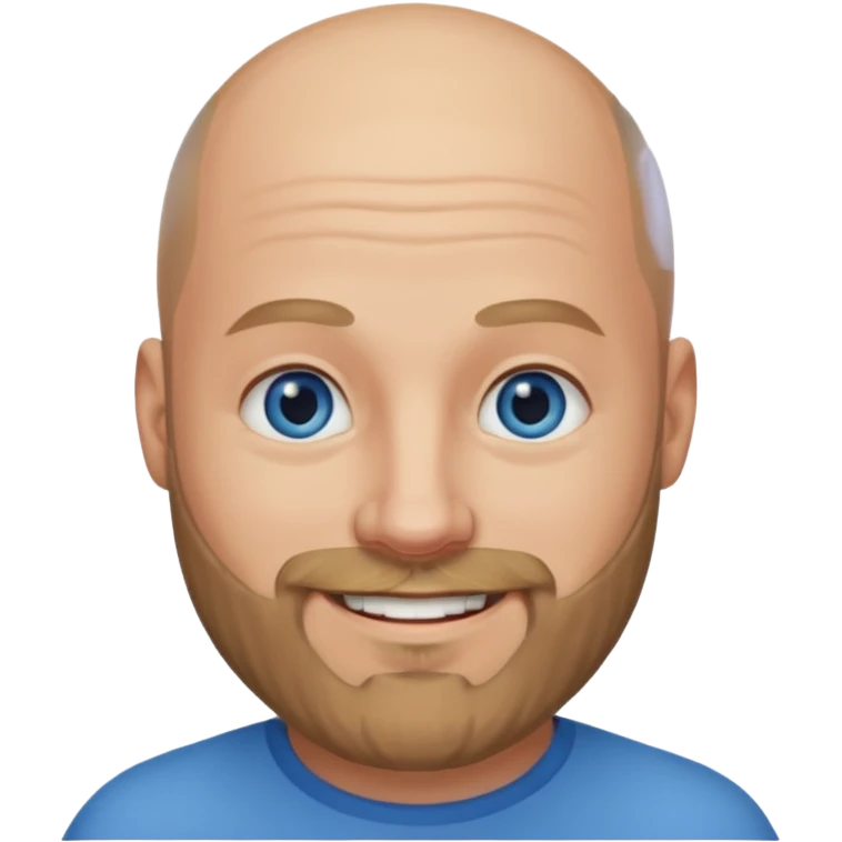 Bald man with dark blonde beard and blue eyes emoji