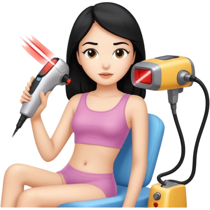 laser hair removal treatment on girl with black hair emoji