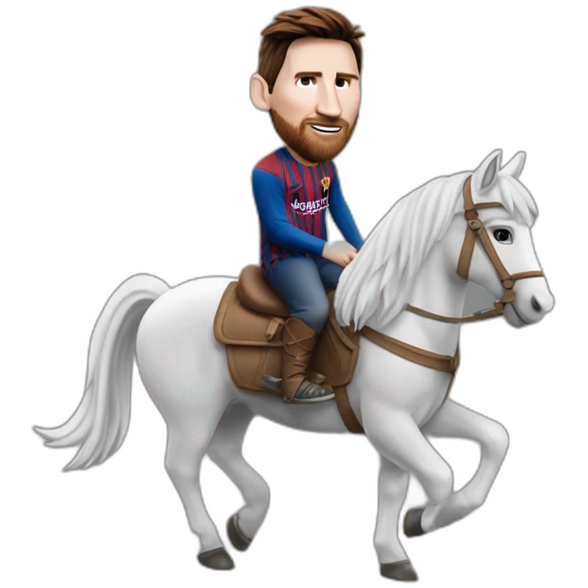 Messi sur un cheval qui fait caca emoji