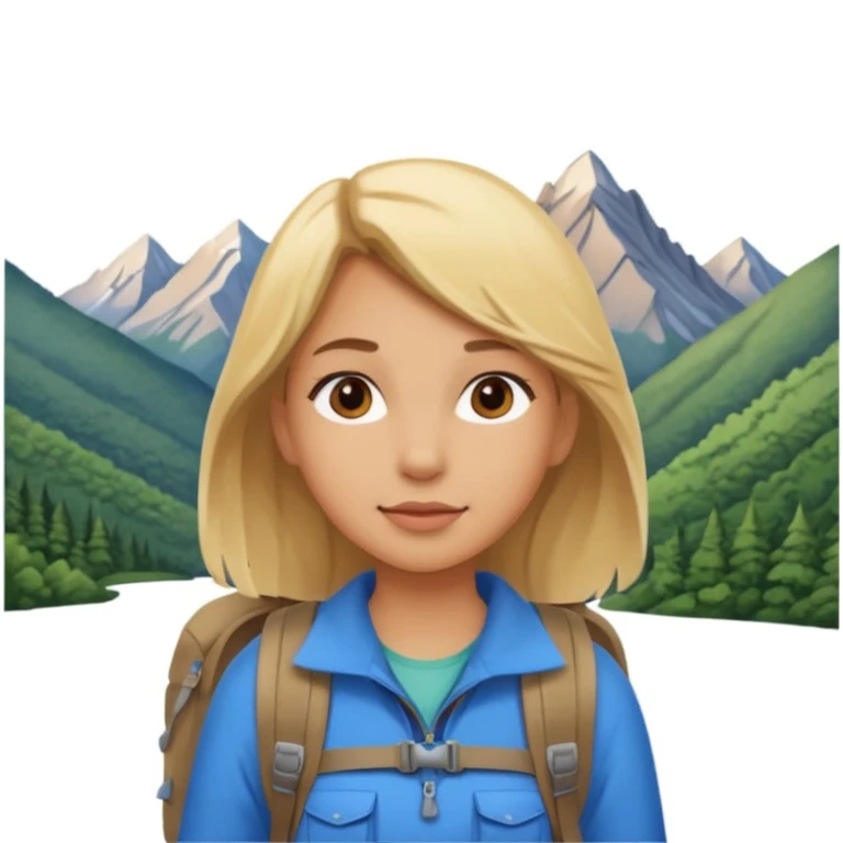 girl backpacking, travelling mountains background emoji