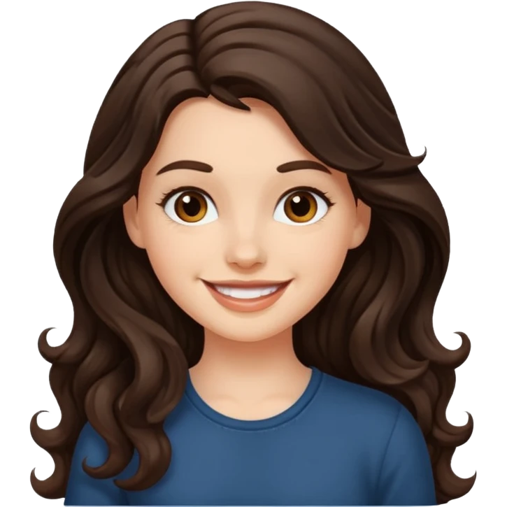 A white girl with long dark brown wave hair  emoji