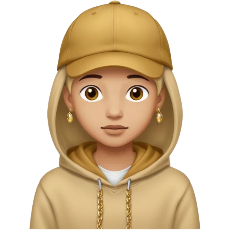 {
  "type": "human",
  "look": "tan hoodie, cap, gold jewelry, neutral face"
} emoji