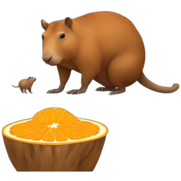 Capibara sur un capibara qui mange une orange emoji