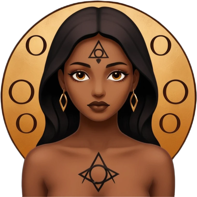 Dark oil traced over woman’s skin forming occult symbols, sensual devotion emoji