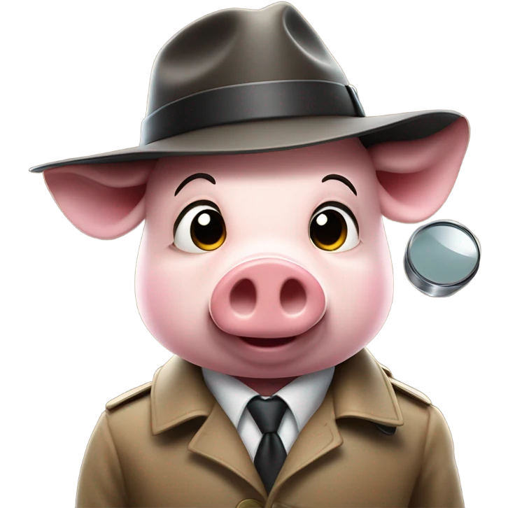 pig secret agent fedora detective  emoji