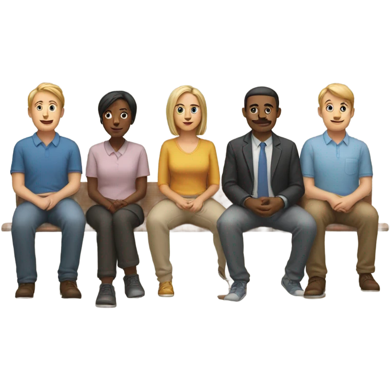 row of 6 people sitting emoji