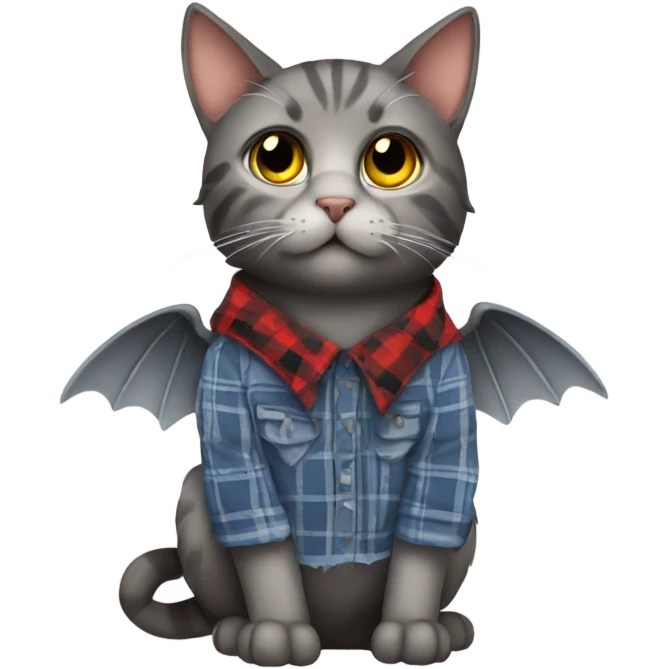cat with wings wearing a flannel emoji