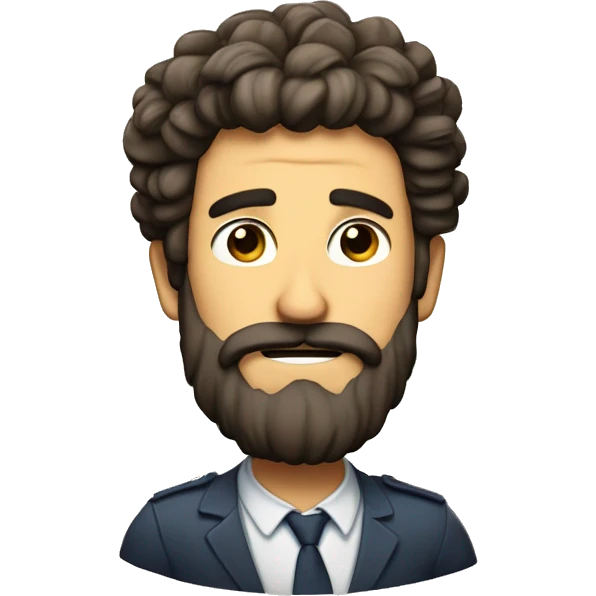 Gordo de rulos y barba candado moreno emoji