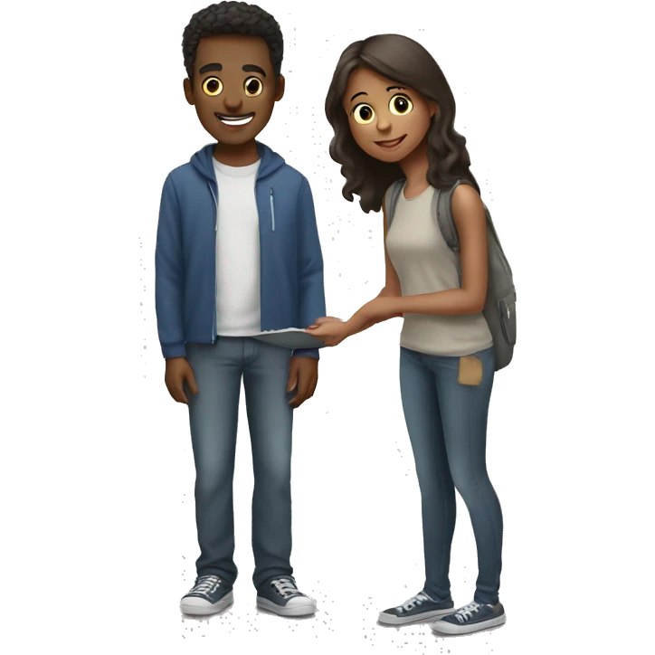 Young man helping a young woman emoji