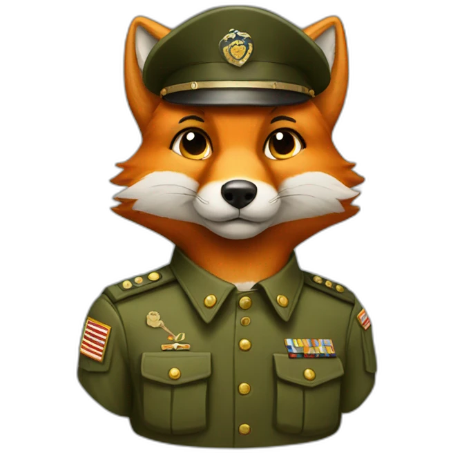 Fox dressed in military uniform emoji