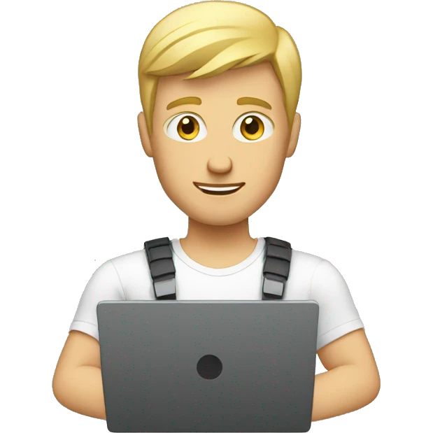 white male cybersportsman with laptop emoji