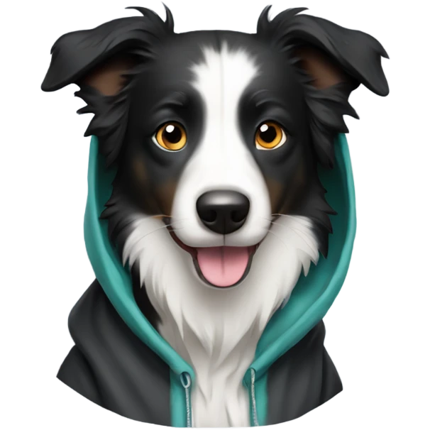 border collie short hair wearing a hoodie emoji