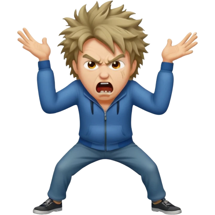 rude man screaming, full body emoji