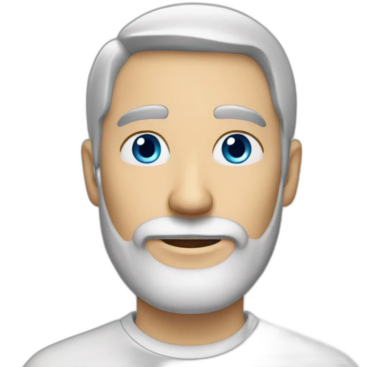 fifty white Man white shirt beard short hair blue eyes skier emoji