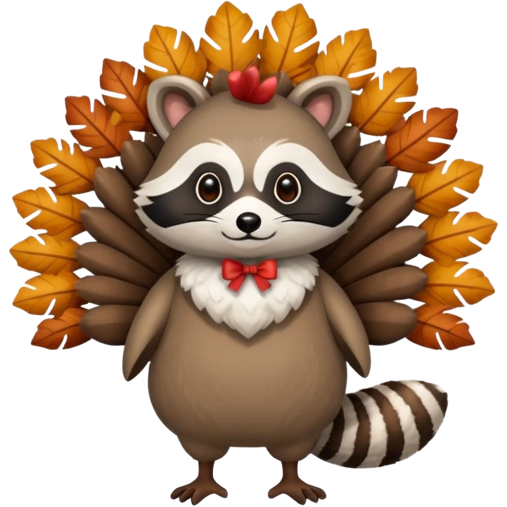 Raccoon in a turkey costume emoji