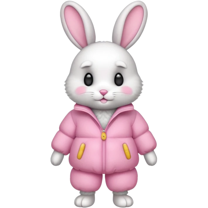 a full body of cute rabbit with puffer clothes emoji