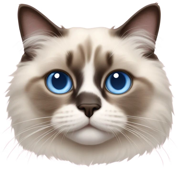 Realistic ragdoll cat with blue eyes laying on pink pillow emoji